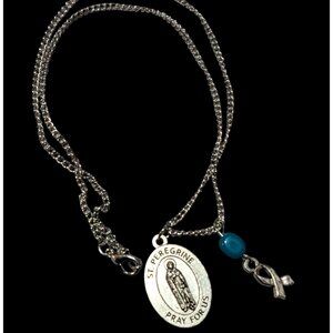 St. Peregrine Pray For Us Cancer Awareness Charm Necklace